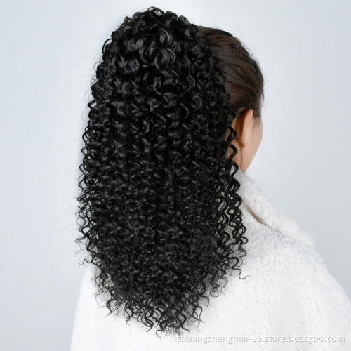 African female wig Braided Clip In Bouncy Black Wave Wig Holder Drawstring Afro Long Extensions Synthetic Curly Hair Ponytails